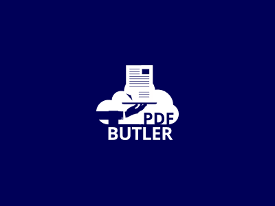 PDF Butler Logo auf blauem Hintergrund