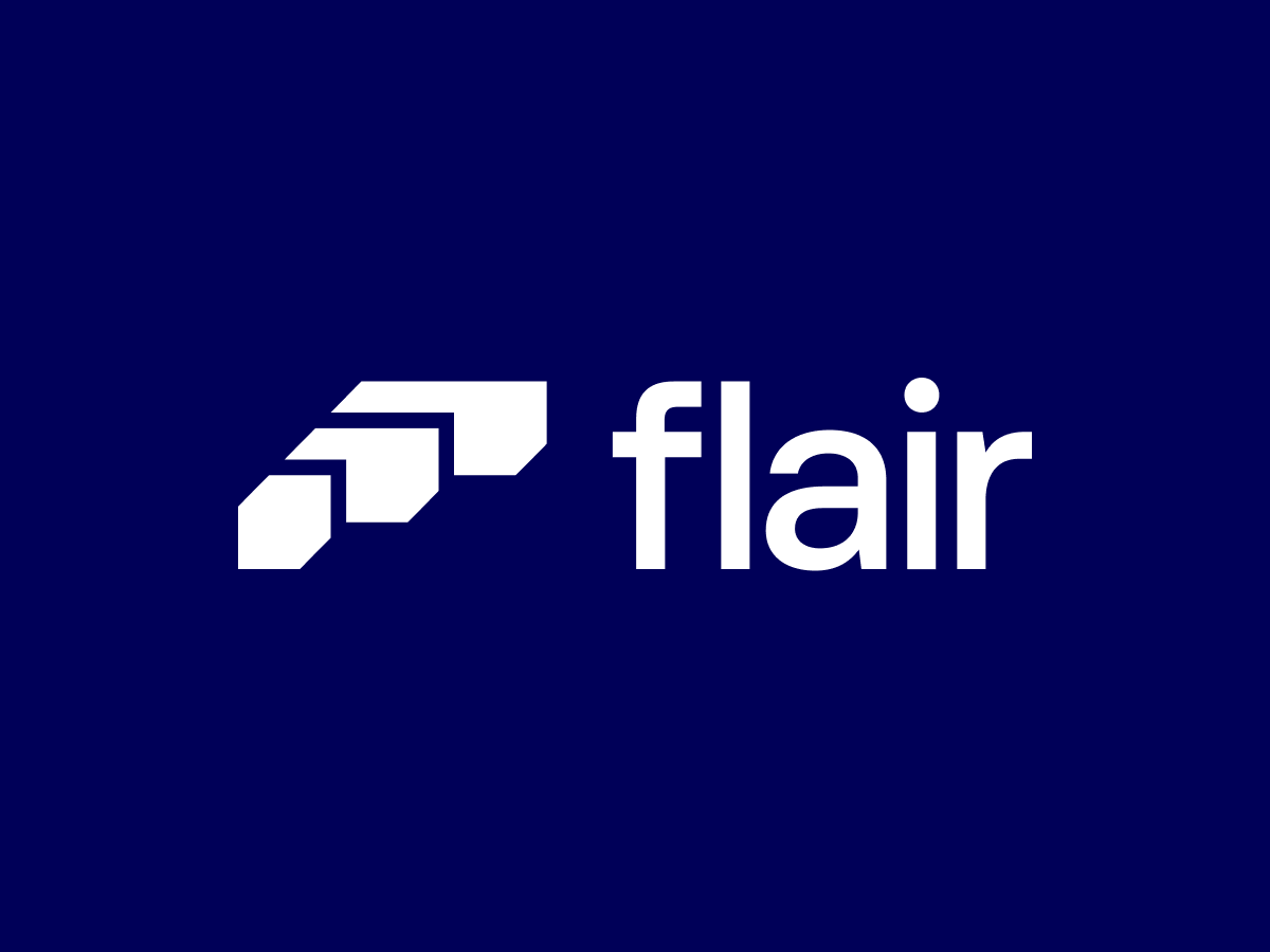 Logo von Flair auf blauem Hintergrund