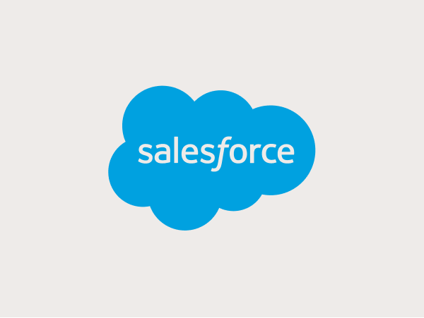 Blaues Salesforce Logo vor grauem Hintergrund