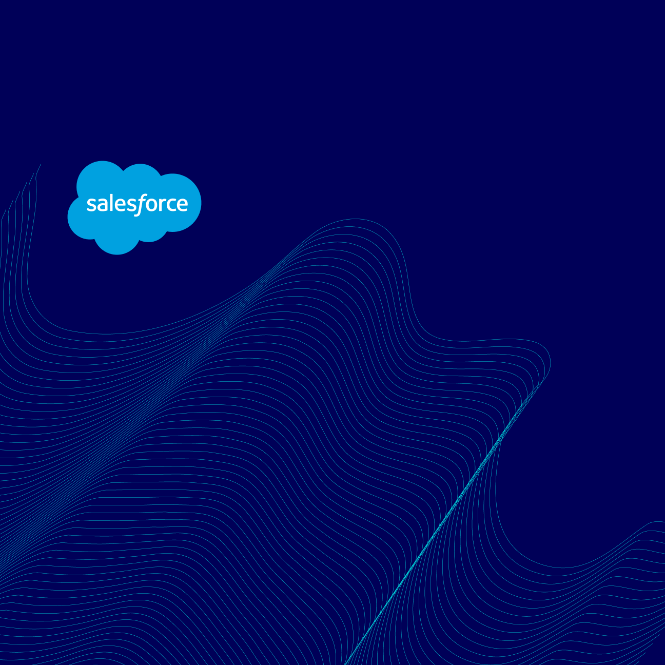 Blauer Hintergrund mit hellblauen Linien und Salesforce Logo