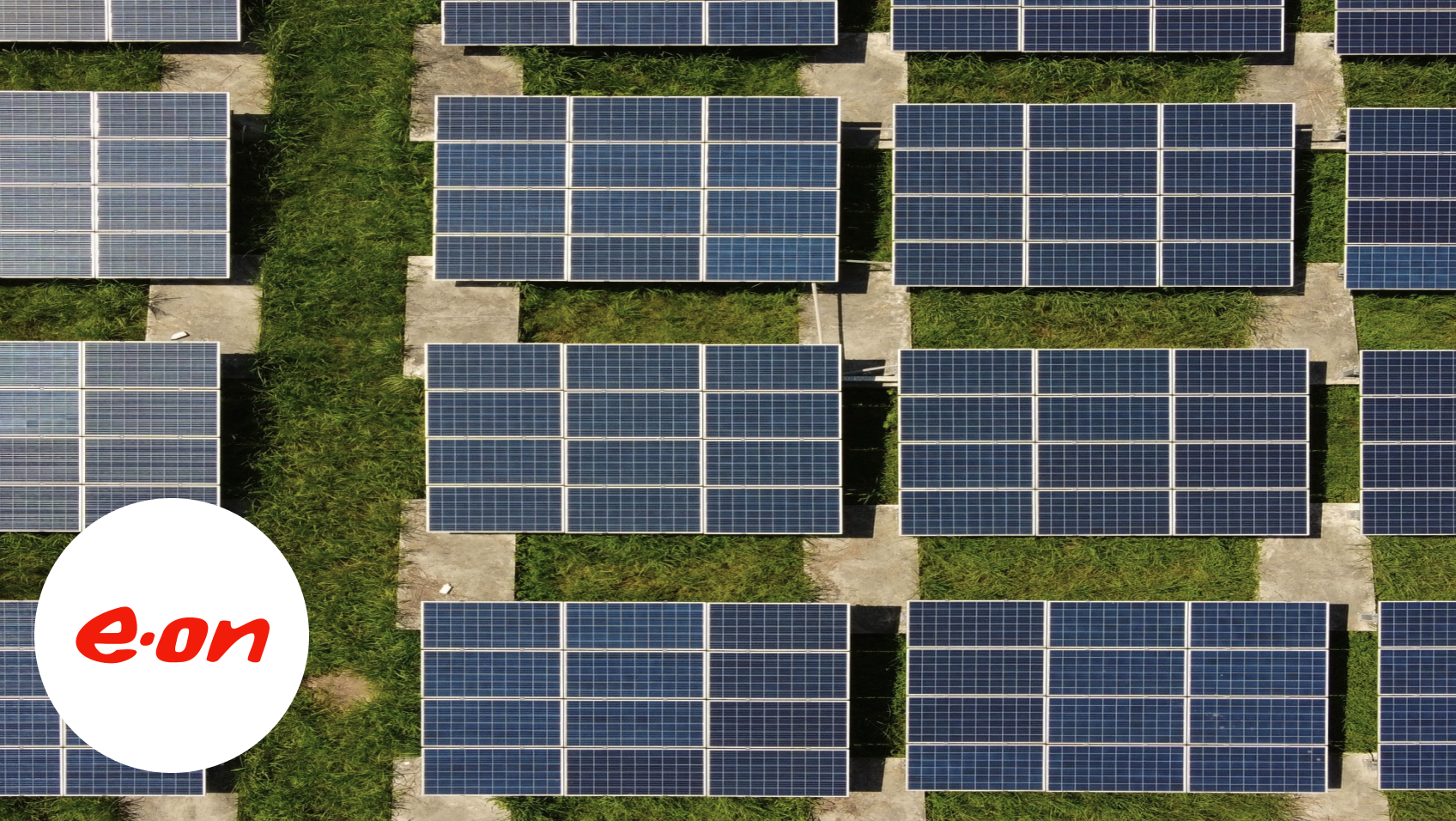 Solarzellen auf einem Feld aus der Vogelperspektive