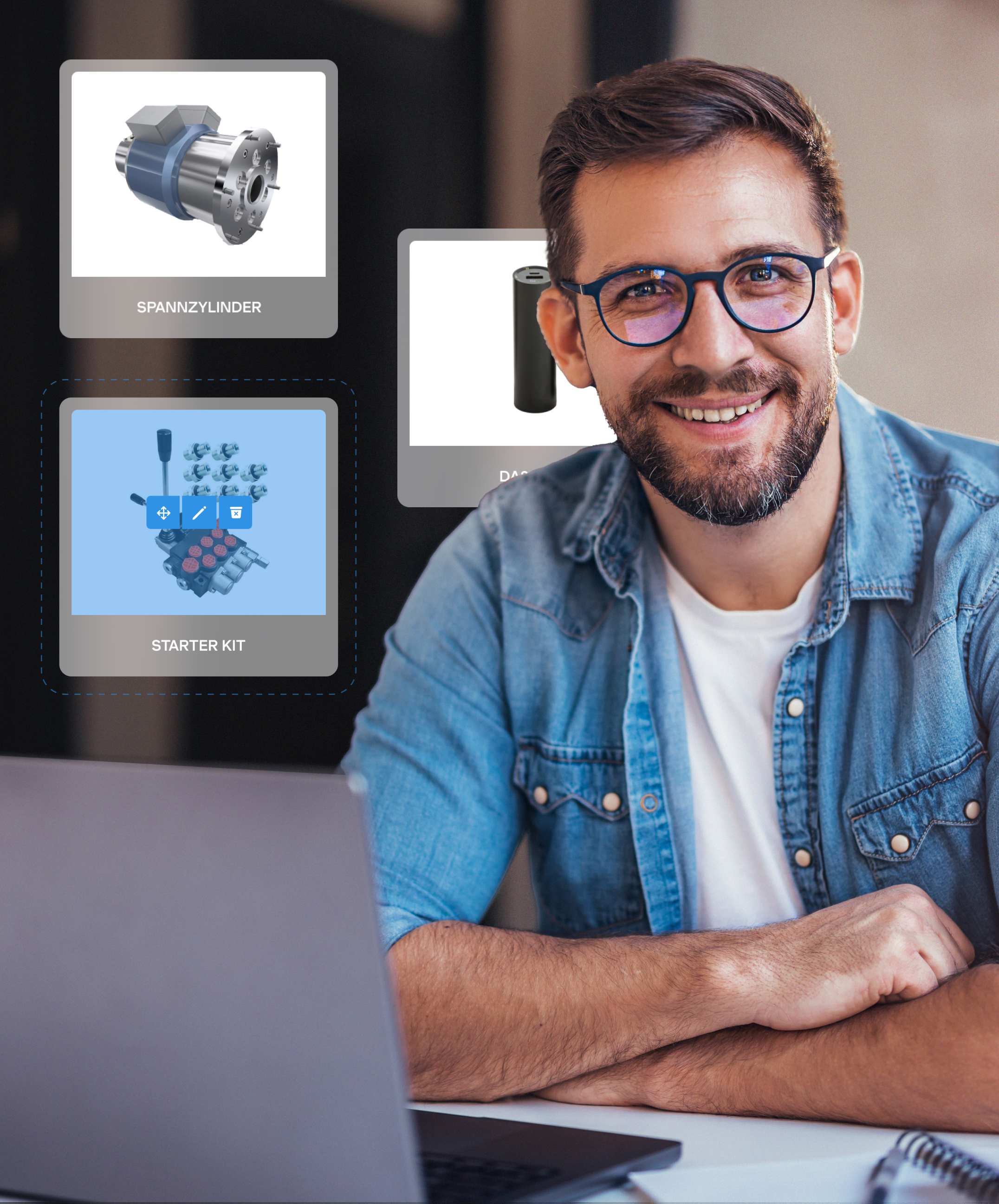 Man mit Brille und Laptop