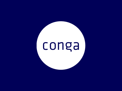 Logo von Conga auf blauem Hintergrund