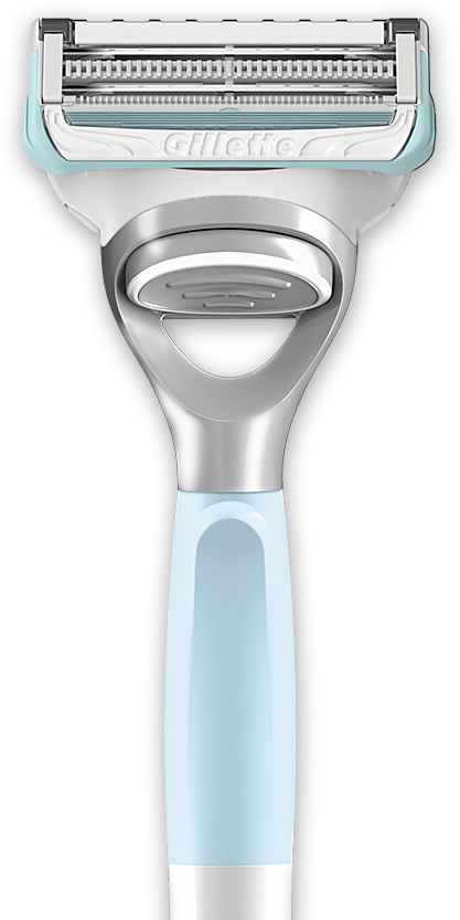 Gillette Venus Schamhaar- und Hautrasierer von vorne gesehen: Kleiner Klingenkopf Entwickelt für schwierige Bereiche, Patentiertes Hautschutzelement und Ergonomischer Griff