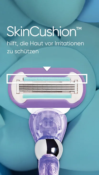 Deluxe Smooth Swirl Sekundäres Bild mit Text: SkinCushion™ hilft, die Haut vor Irritationen zu schützen