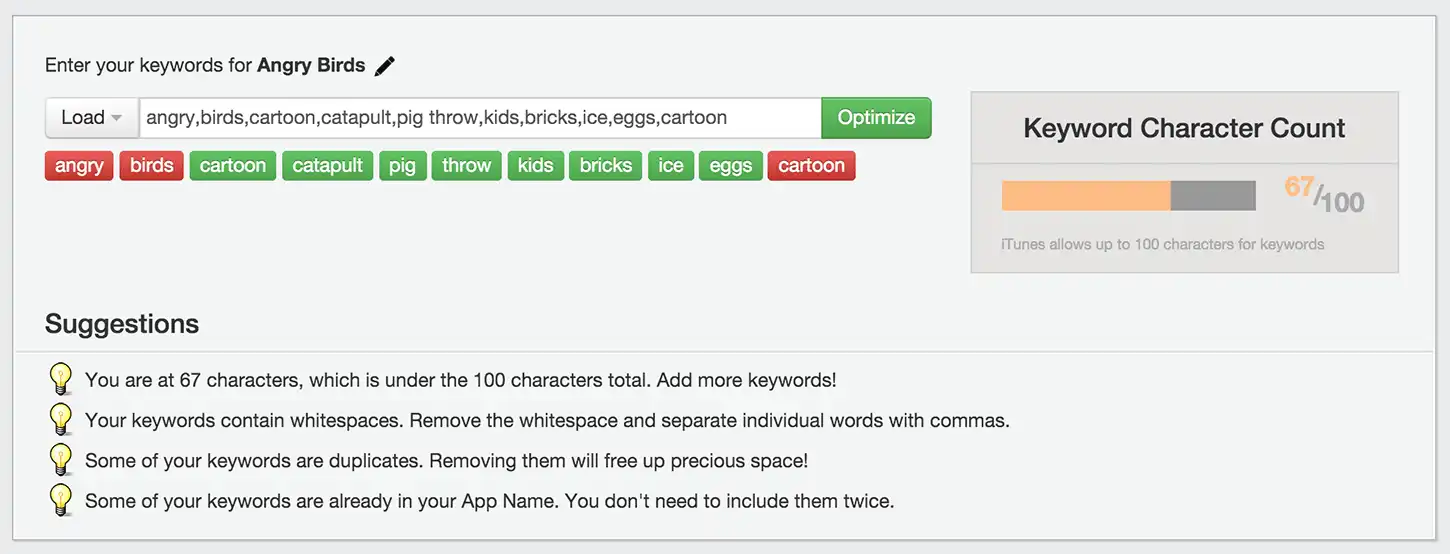 Sensor Tower Keyword Optimization Tool