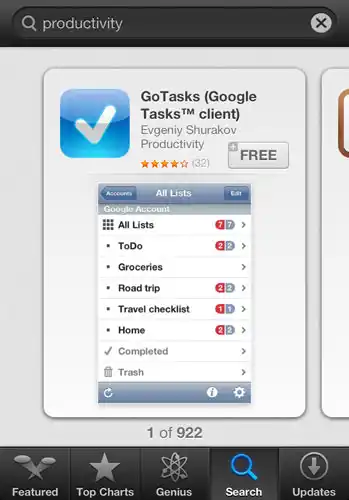 GoTasks screenshot example