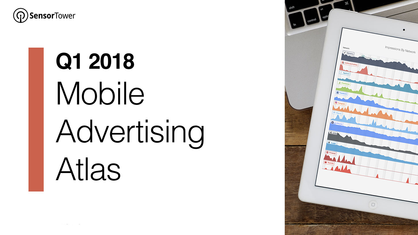Cover of Sensor Tower's Q1 2018 Mobile Advertising Atlas