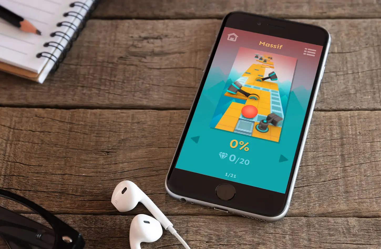 iPhone 6 with Cheetah Mobile's Piano Tiles 2 on the screen