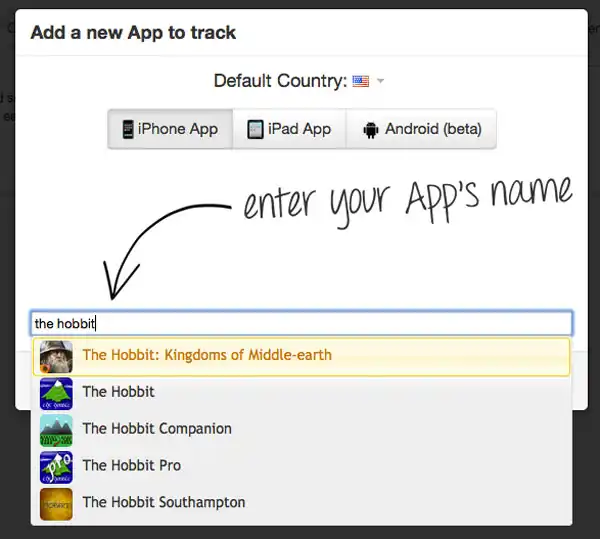 Search for the app you want to monitor