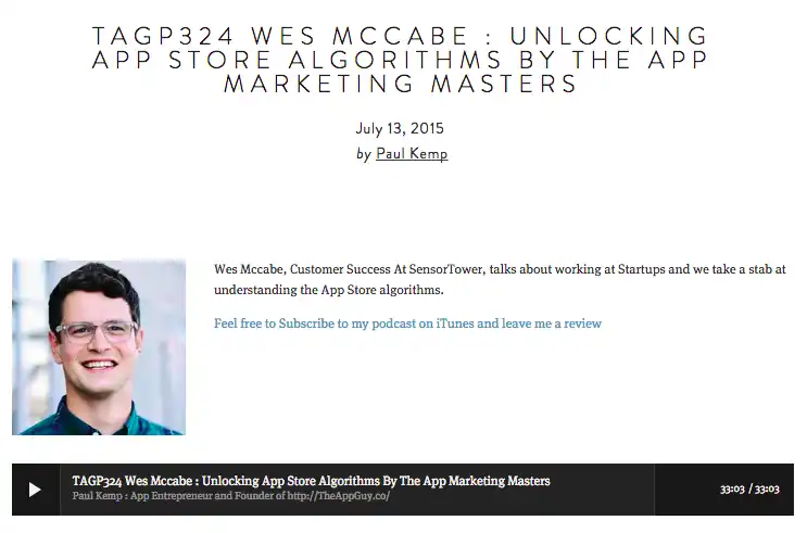 Screenshot of App Guy Podcast Featuring Wes McCabe