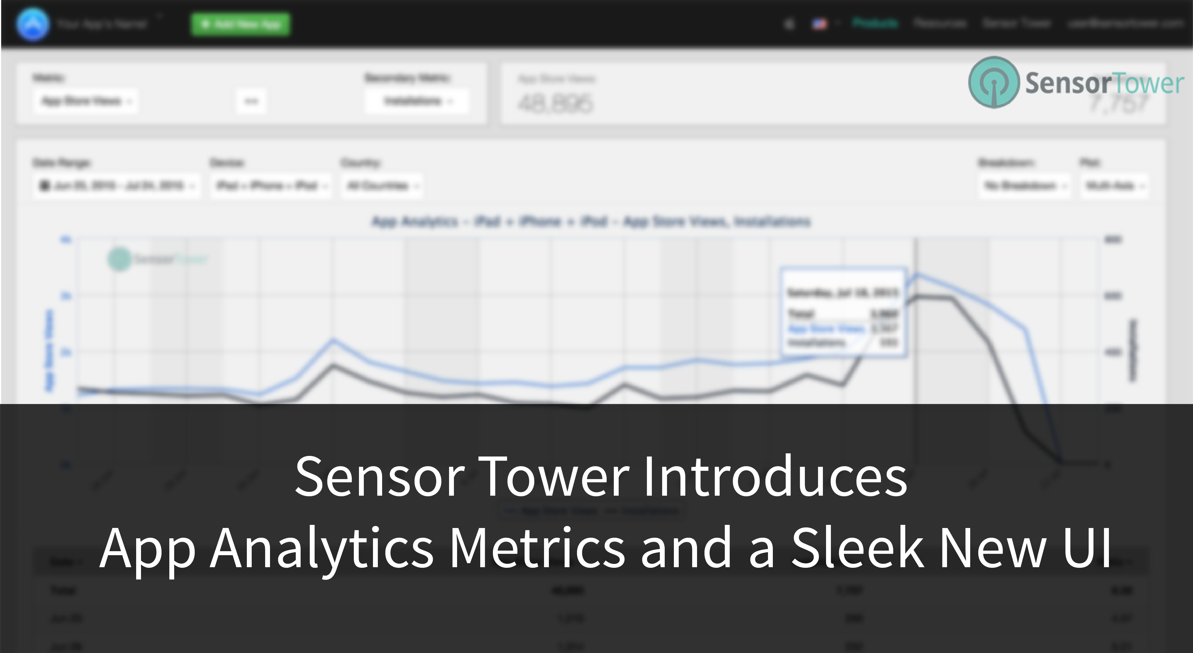 Title Image for Sensor Tower Introduces App Analytics Metrics and a Sleek New UI