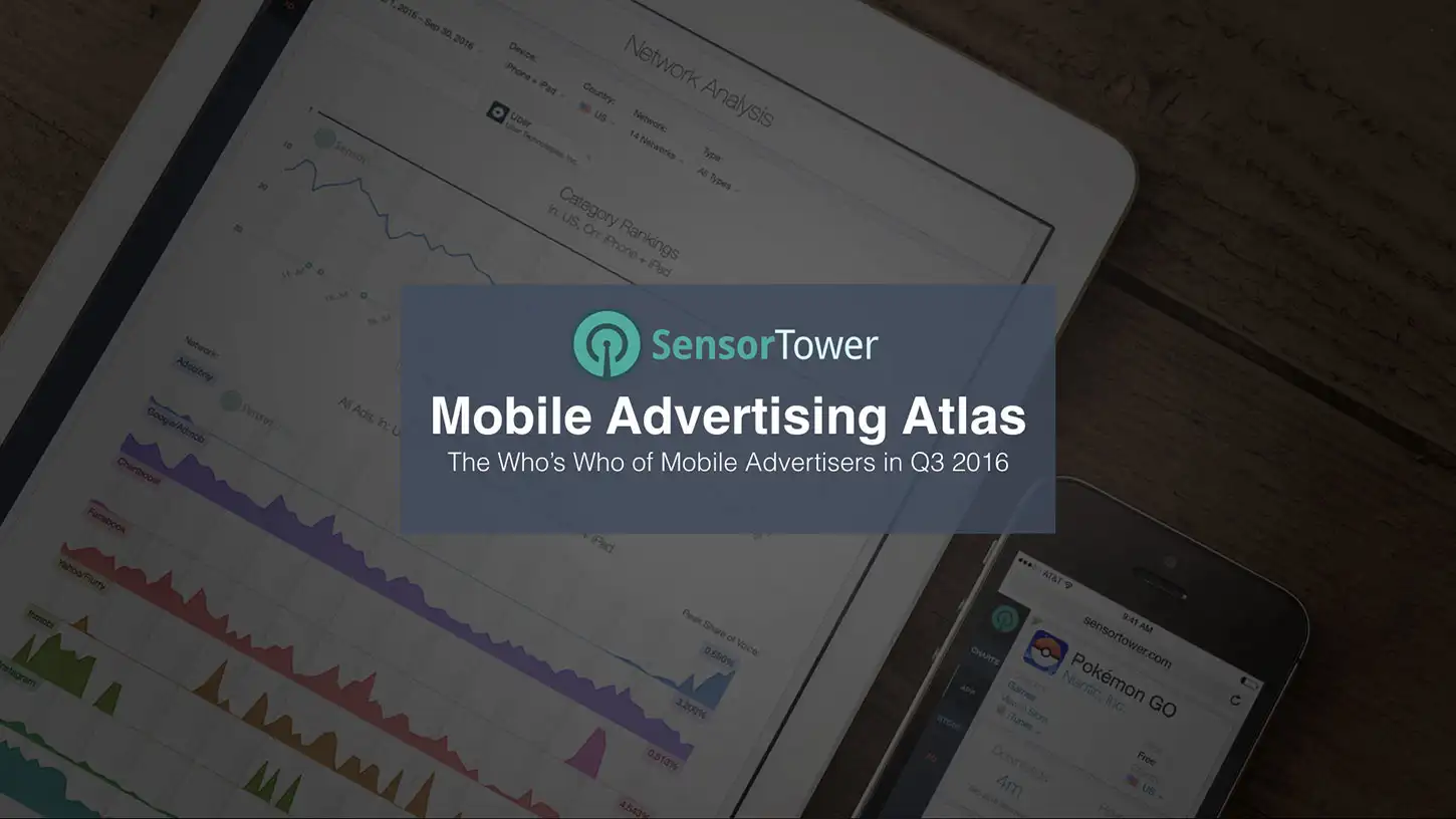 Cover of Sensor Tower's Q3 2016 Mobile Advertising Atlas