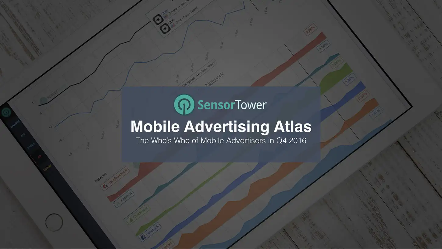 Cover of Sensor Tower's Q4 2016 Mobile Advertising Atlas