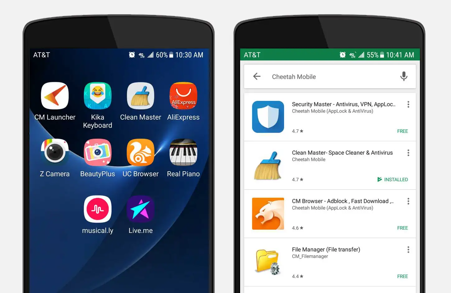 Screenshots of top  China-made apps in the U.S.