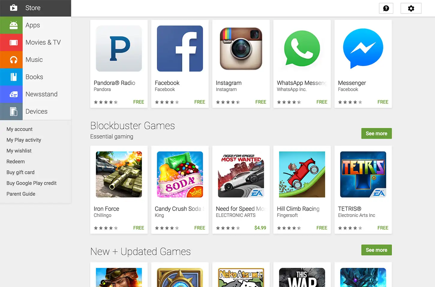 Google Play Web Home