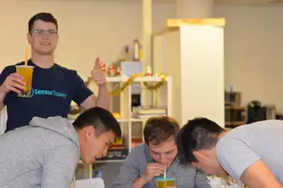 lt="Sensor Tower team with bubble tea