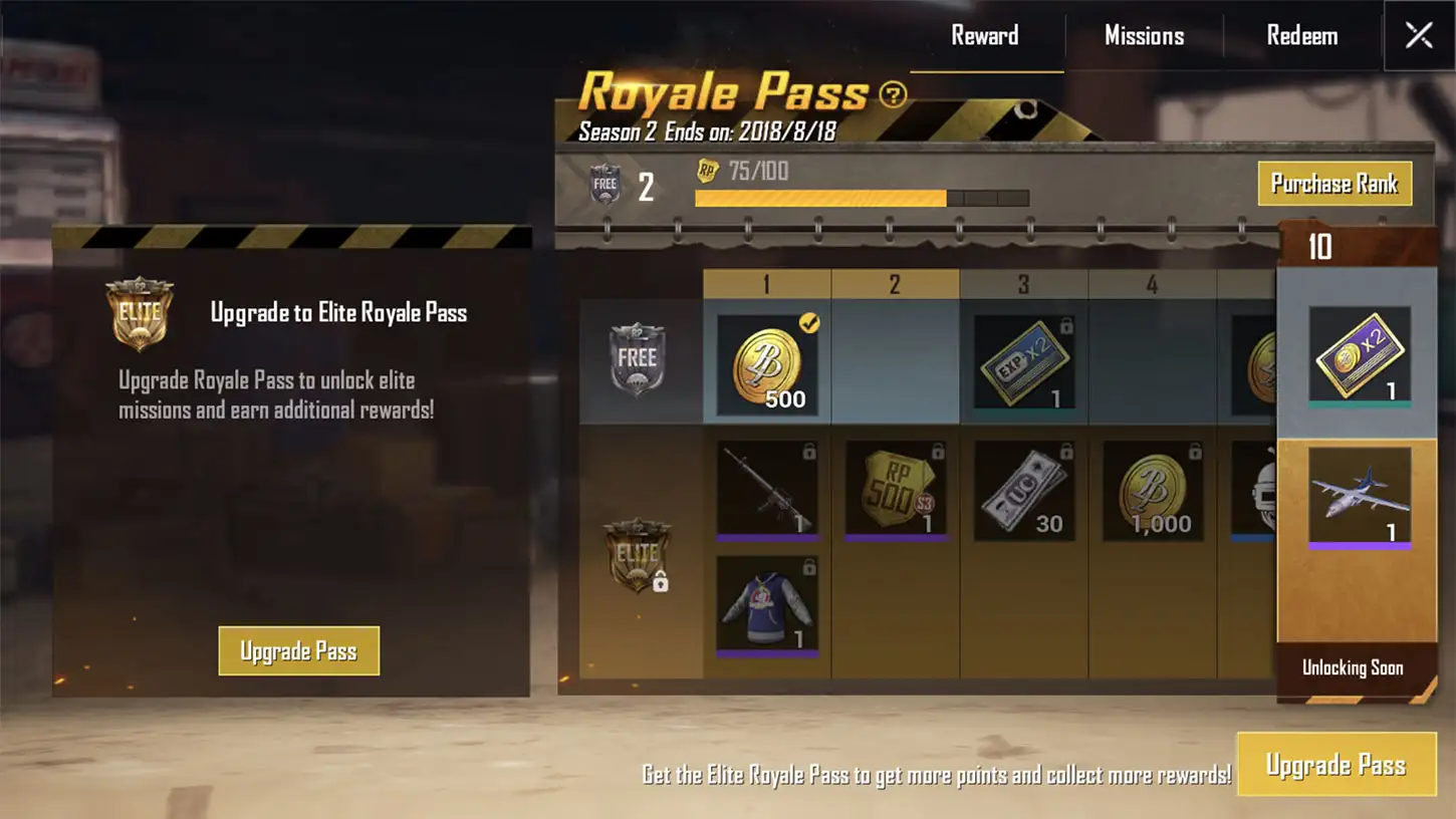 PUBG Mobile Royale Pass Screen