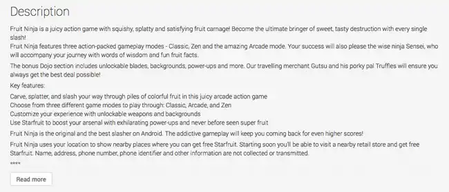 lt="Fruit Ninja description field example