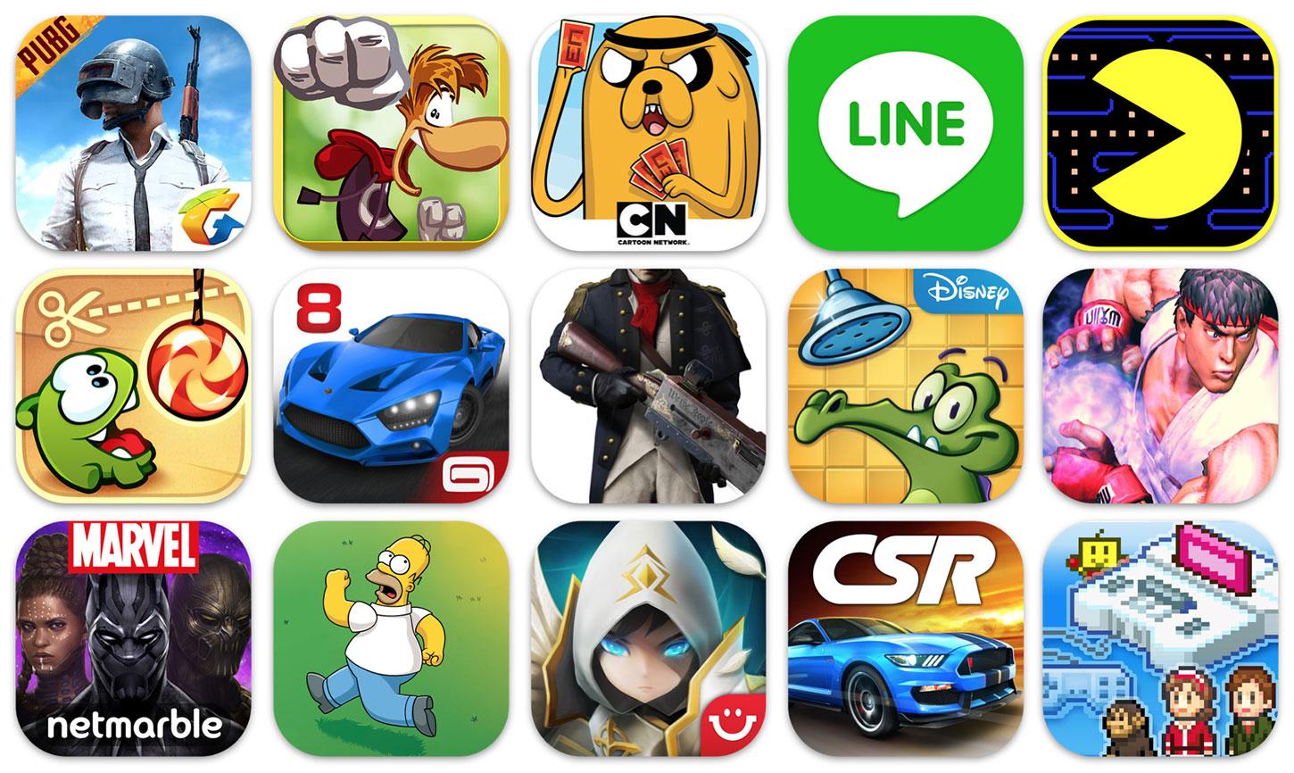 Icons of selected apps that belong to publishers who have reached reached No. 1 on one of the App Store iPhone charts