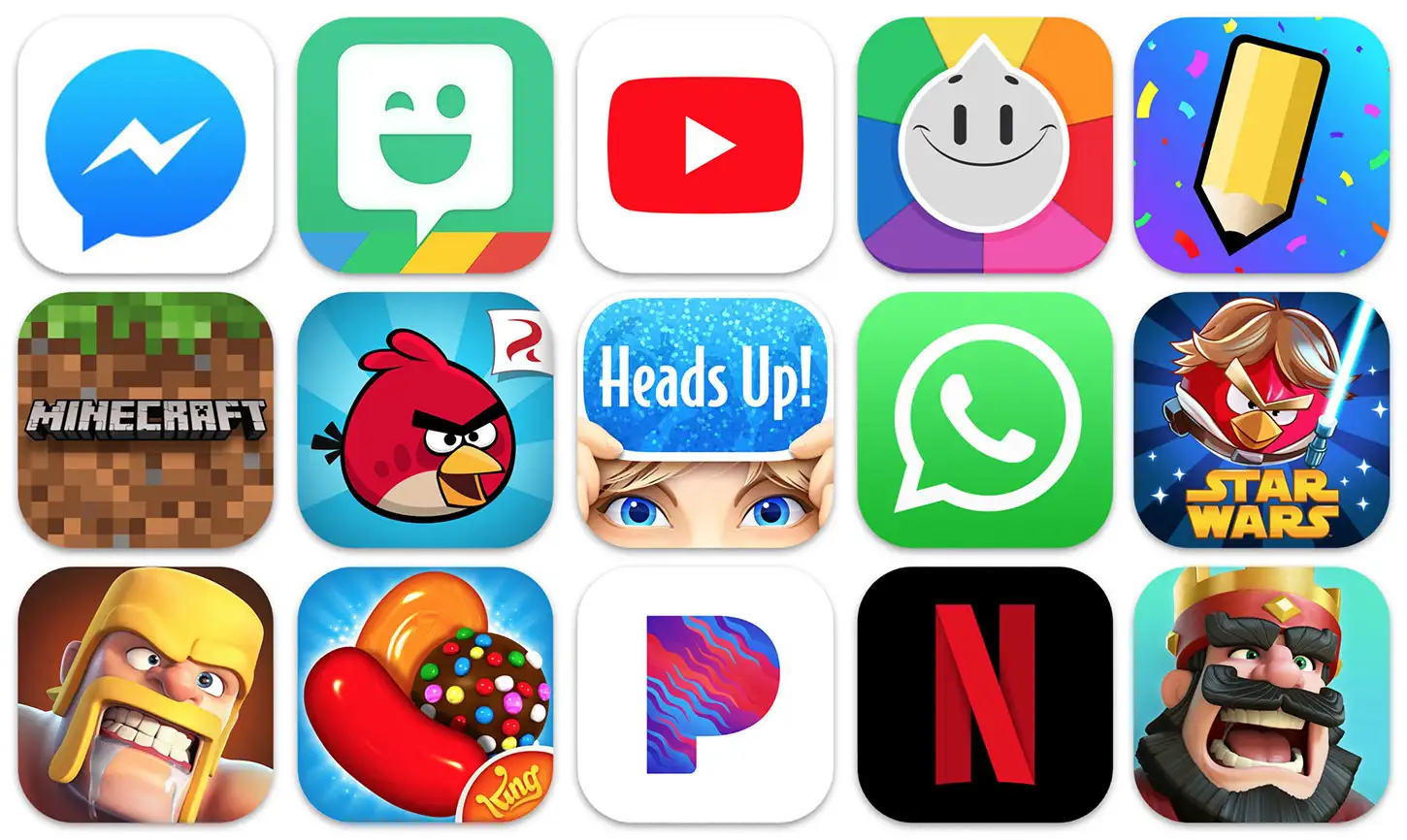 Icons of selected apps that have reached No. 1 on one of the U.S. App Store iPhone charts