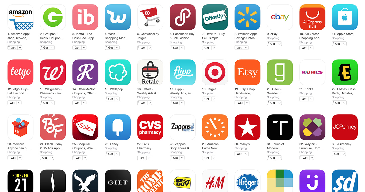 Apple App Store Shopping Category Top Apps