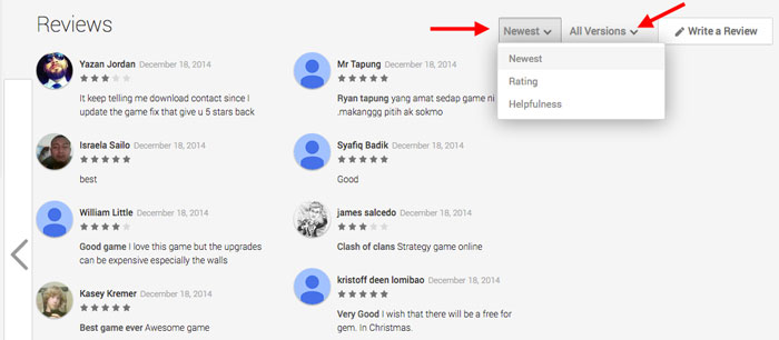 lt="How to examine reviews on Google Play Store