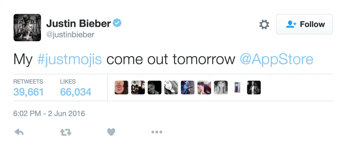 Justin Bieber Tweet About Justmoji