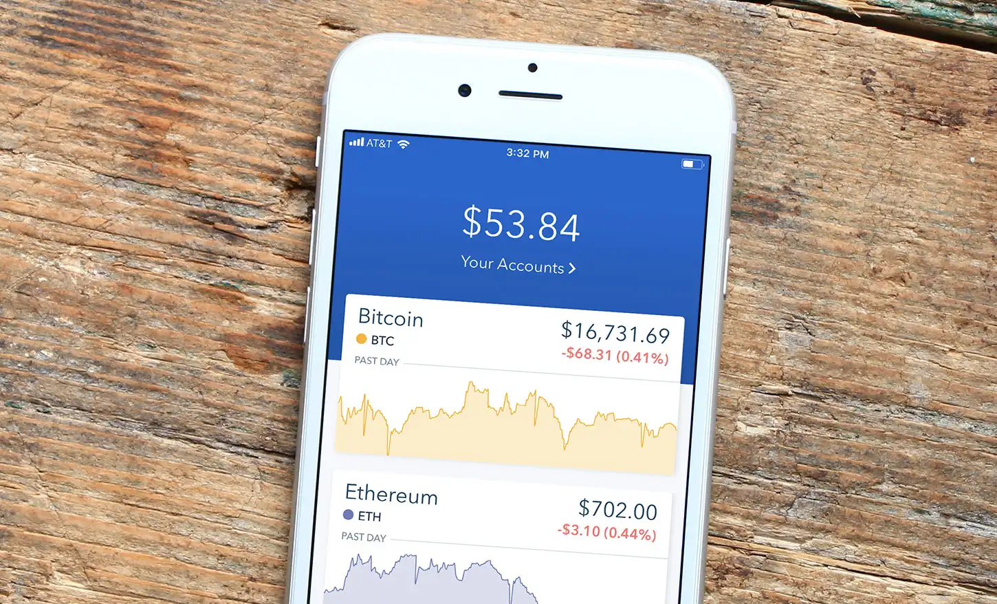 Screenshot of Coinbase app on iPhone 6