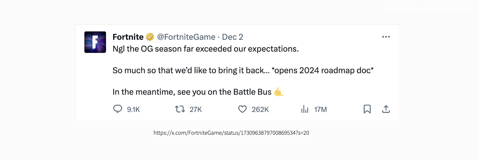 Fortnite Tweet