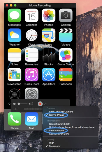 Record iPhone with QuickTime