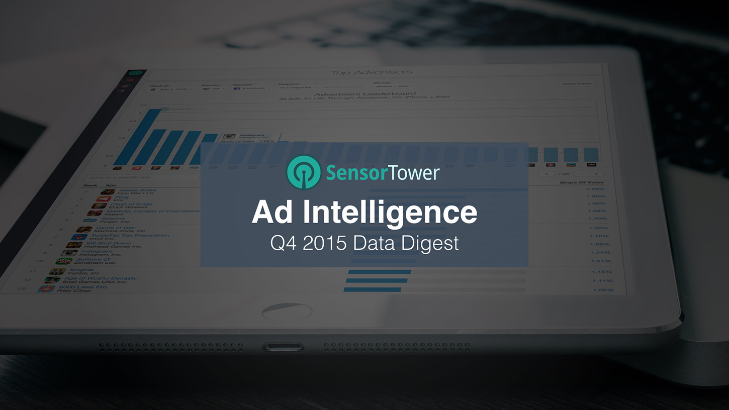 Cover of Sensor Tower's Q4 2015 Ad Intelligence Data Digest