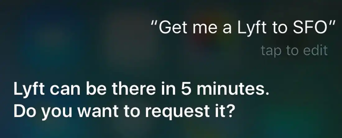 SiriKit Example Screenshot Using Lyft