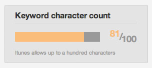 Automatic character count for keywords