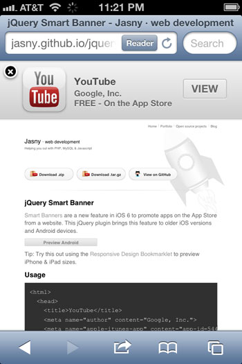 Jasny banner for pre iOS 6