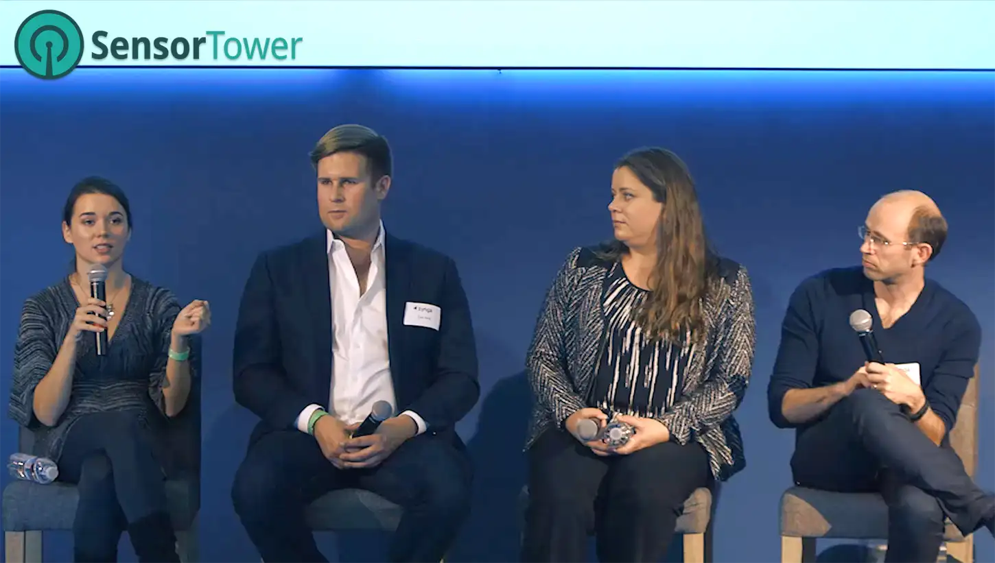 Mobile Insights Hub ASO Experts Panel with Ashley Higgins from Reddit, Dan Held from Uber, Jessica Grant from Zynga, and Spiros Christakopoulos from SEGA