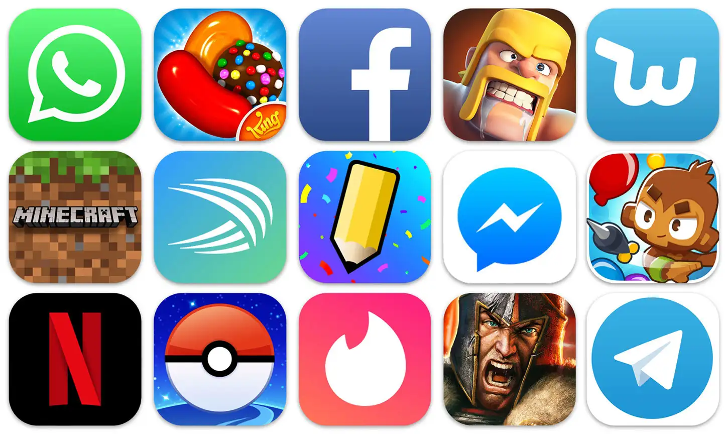 Icons of selected apps that have reached No. 1 on one of the U.S. Google Play store's charts