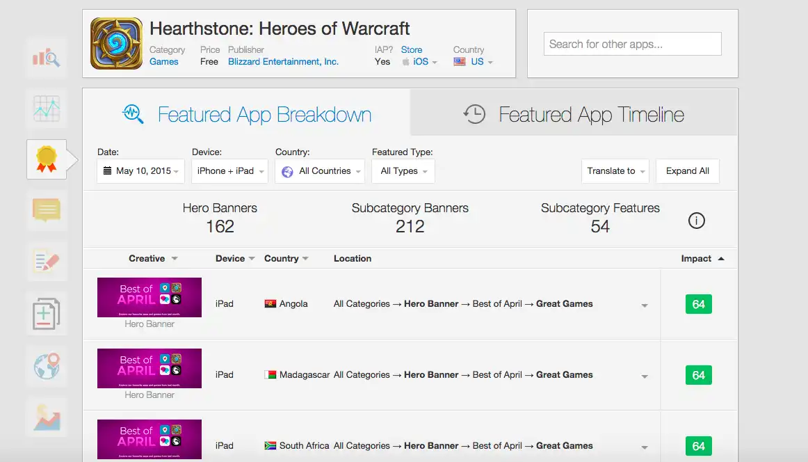lt="Hearthstone Featured Rankings in Sensor Tower