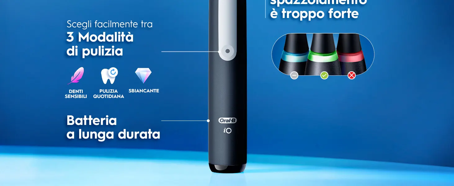 Spazzolino elettrico rosa con tre modalità di pulizia e batteria a lunga durata. 