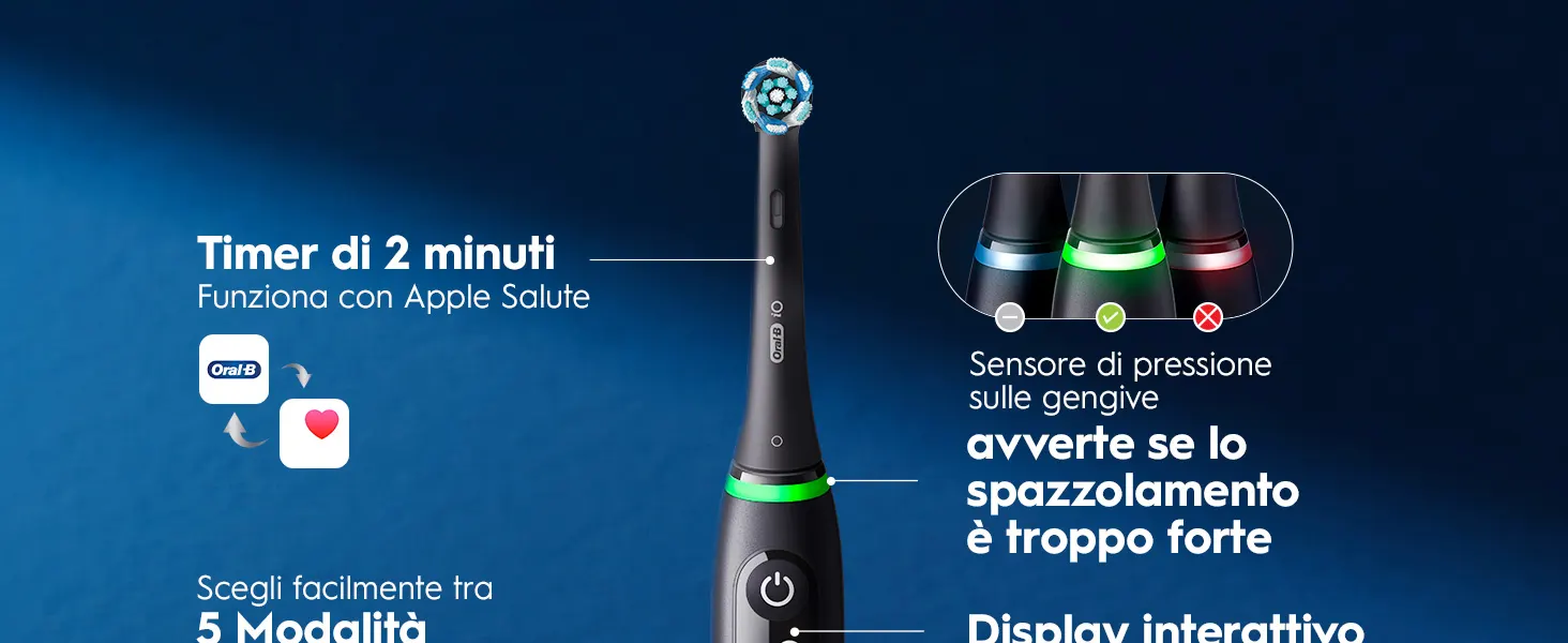 Spazzolino elettrico Oral-B con timer, sensore di pressione e compatibilità Apple Salute 