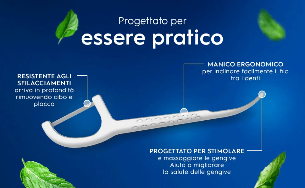 Ergonomic dental floss holder with features for gum stimulation and plaque removal 