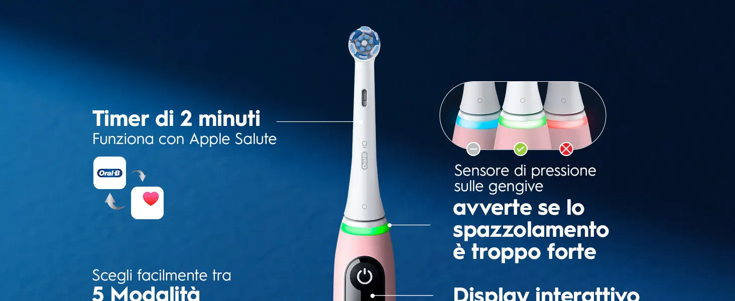 Spazzolino elettrico Oral-B con timer, sensore di pressione e compatibilità Apple Salute 