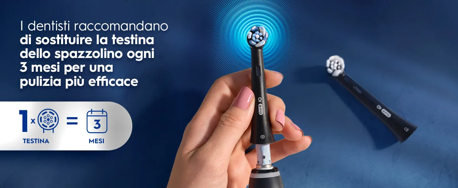 Spazzolino elettrico con promemoria: cambiare testina ogni 3 mesi per pulizia efficace 