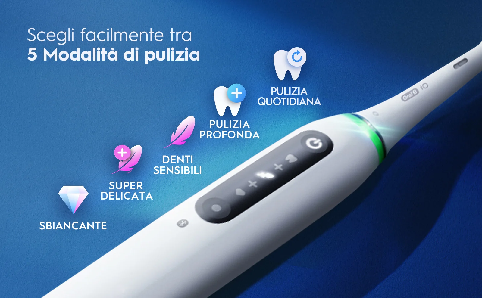 Spazzolino elettrico rosa con 5 modalità di pulizia per diverse esigenze dentali 