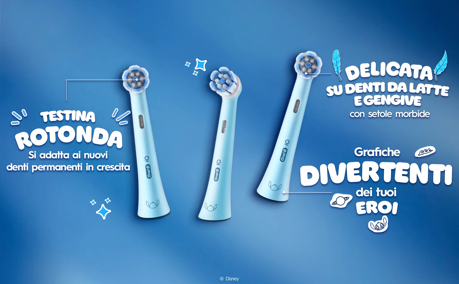 8 Testine di Ricambio iO Kids Disney Stitch + Dentifricio Pro Junior Stitch 