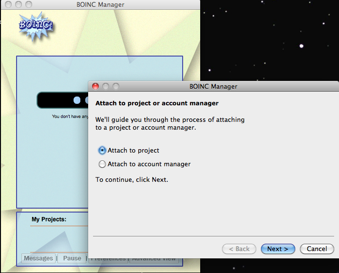 BOINC Screenshot 1 - Attach to project