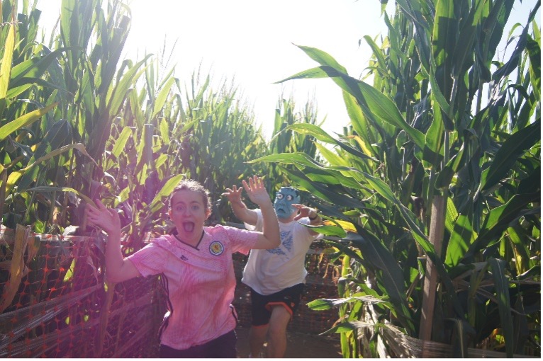 Me chasing Erin in the Carlsbad corn maze!