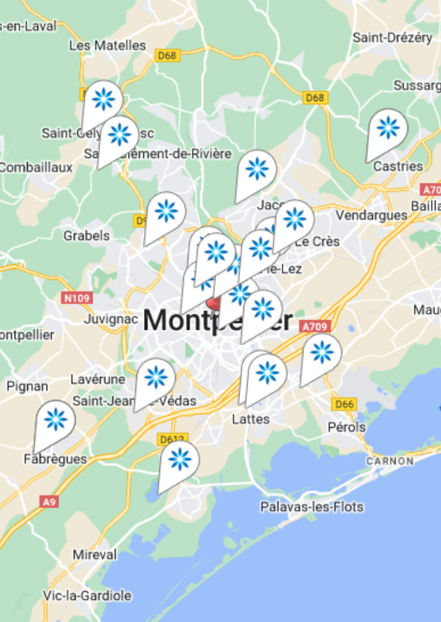 Carte des fournisseurs Invisalign® à Montpellier