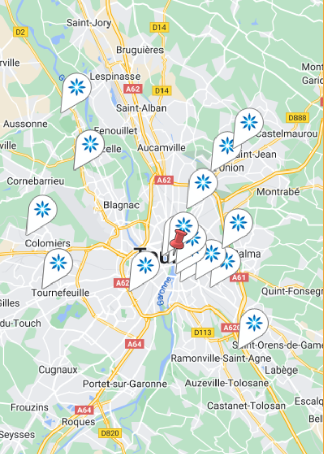 Carte des fournisseurs Invisalign® à Toulouse