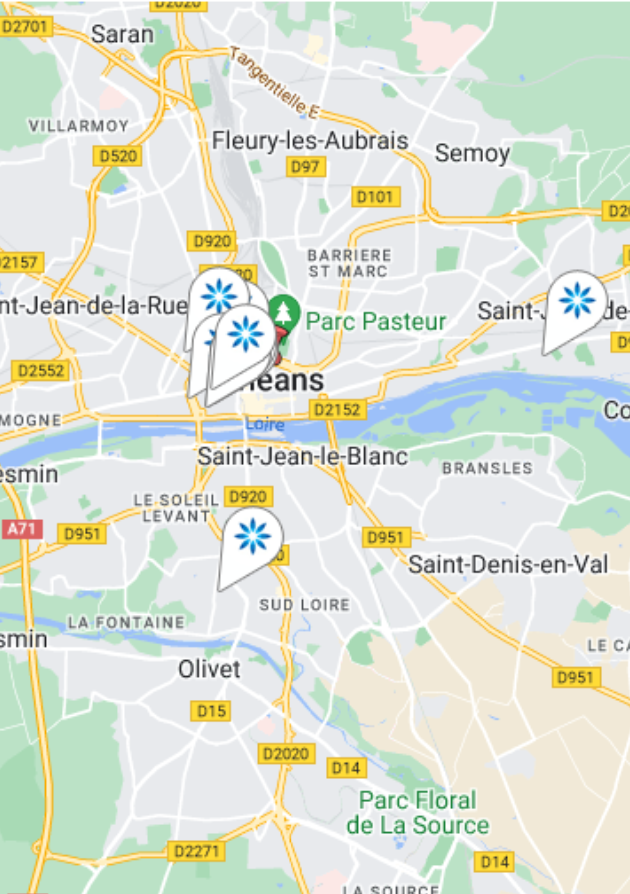 Carte des fournisseurs Invisalign® en Orléans